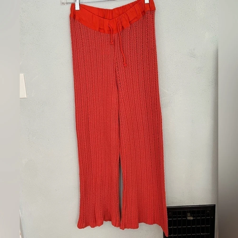 NWT Free People Beach Day Sweater Pants Boho Comfy Cotton Size M Terra Cotta